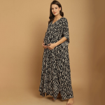 Printed V-Neck Kaftan Maternity Nightdress