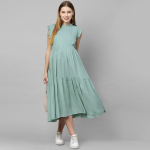 Green Maternity A-Line Midi Nursing Dress